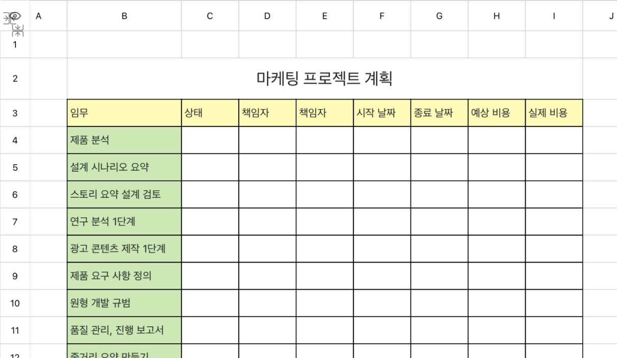 마케팅 프로젝트 계획